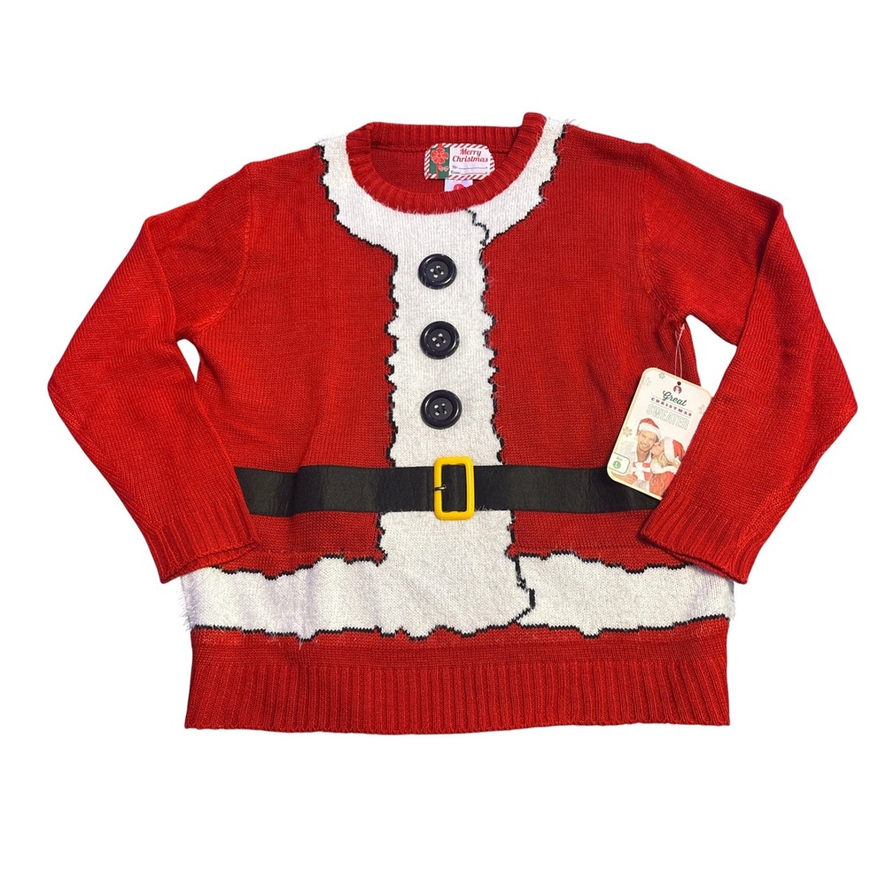 NEW Merry Christmas Women's Red Santa Ugly Christmas Sweater Size L